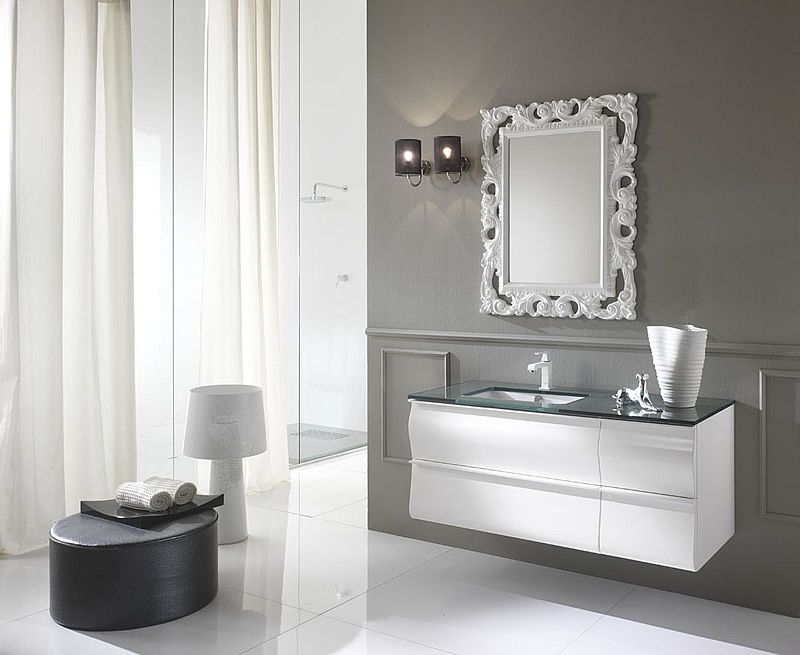 Pensile bagno bianco laccato: composizione vk bianco laccato ... Mobiletti bagno